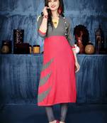 Grey hand woven rayon long-kurtis