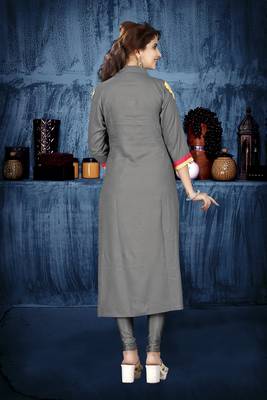 Grey hand woven rayon long-kurtis 2