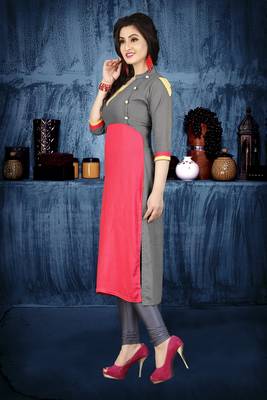 Grey hand woven rayon long-kurtis 3