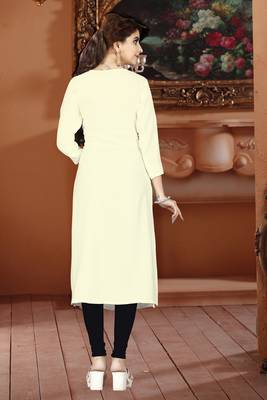Dark white hand woven rayon long-kurtis 2