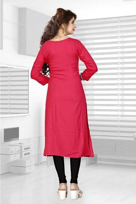 Peach hand woven rayon long-kurtis 2