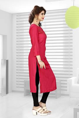 Peach hand woven rayon long-kurtis 3