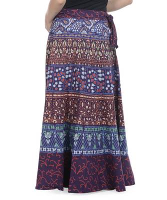 Purple Cotton Printed Wrap Around Long Skirt 3
