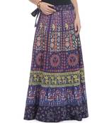 Purple Cotton Printed Wrap Around Long Skirt