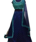Blue embroidered art silk semi-stitched lehenga
