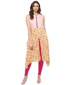 Pink printed rayon kurtas-and-kurtis