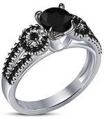 White platinum plated new solitaire with accents wedding ring for women's