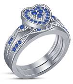 White platinum plated engagement bridal set ring