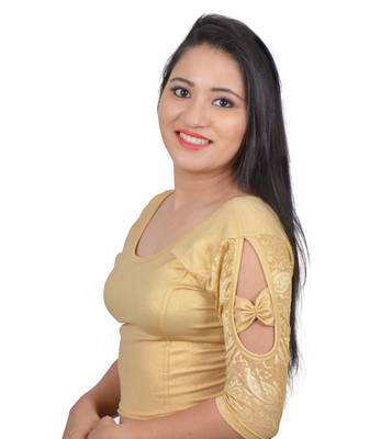 Gold cotton plain stitched blouse 2