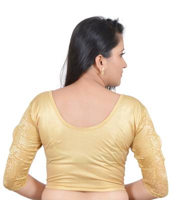 Gold cotton plain stitched blouse 3