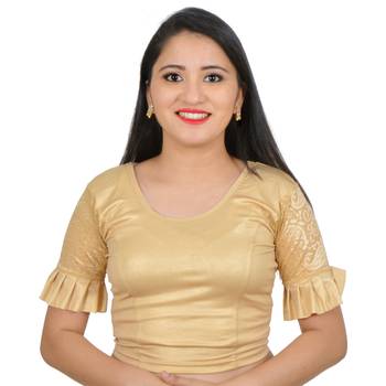 Light Gold cotton plain stitched blouse 1