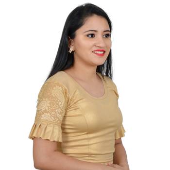 Light Gold cotton plain stitched blouse 2
