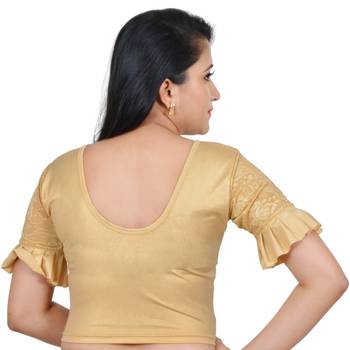 Light Gold cotton plain stitched blouse 3