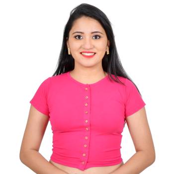 Pink cotton plain stitched blouse 1
