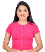 Pink cotton plain stitched blouse