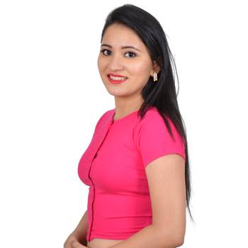 Pink cotton plain stitched blouse 2