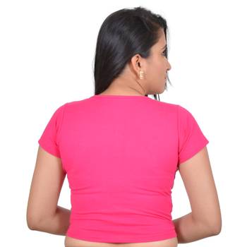 Pink cotton plain stitched blouse 3