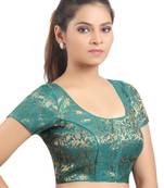 Rama Green Ready Made Stitched Padded Blouse With Gold Prints