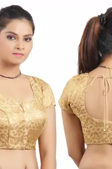 Golden Ready Made Stitched Padded Printed Blouse