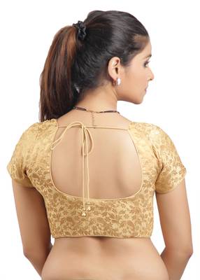Golden Ready Made Stitched Padded Printed Blouse 2