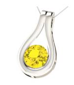 1.2cts yellow sapphire pendant in 92kt white plating, with 925 sterling silver chain