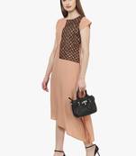 beige faux crepe crepe  kurti