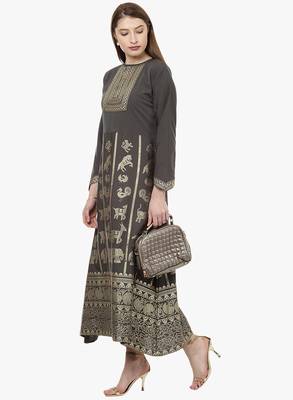 grey faux crepe crepe  kurti 1