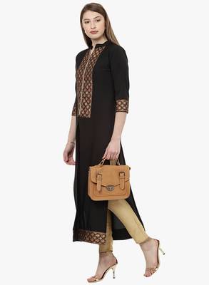 black faux crepe crepe  kurti 1