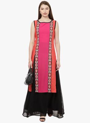 pink faux crepe crepe  kurti 1