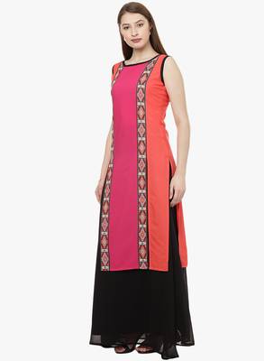 pink faux crepe crepe  kurti 2