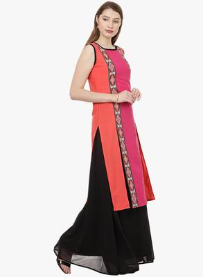 pink faux crepe crepe  kurti 3