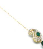 Buti Shaped Maang Tikka Decorated With Crystal And Pearl Drop
