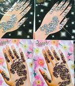 4 Cards Silver Purple Shimmer Mehndi Hand Sticker Tattoo