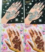 4 Cards Silver Maroon Shimmer Mehndi Hand Sticker Tattoo