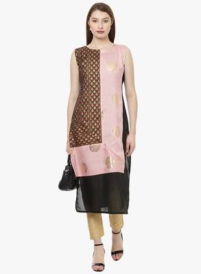 black raw silk polyester  kurti 1