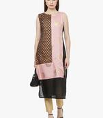 black raw silk polyester  kurti