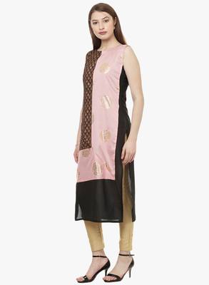 black raw silk polyester  kurti 2