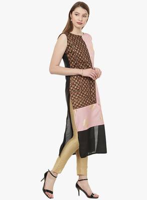 black raw silk polyester  kurti 3