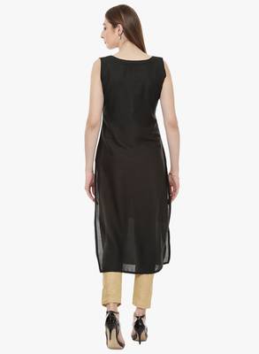 black raw silk polyester  kurti 4
