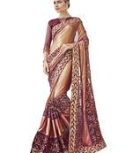 Maroon embroidered pure fancy fabric saree with blouse