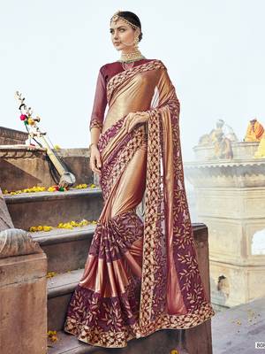 Maroon embroidered pure fancy fabric saree with blouse 2