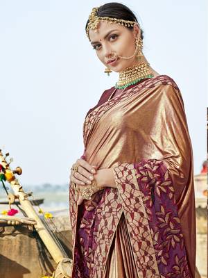 Maroon embroidered pure fancy fabric saree with blouse 3