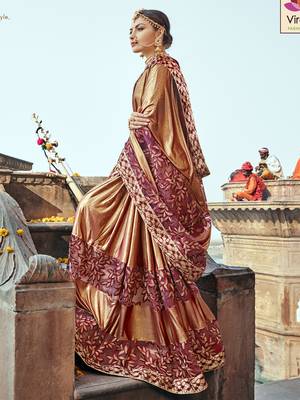 Maroon embroidered pure fancy fabric saree with blouse 4