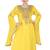 Yellow Hand Stitched Chiffon 100% Polyester Festive Wear Arab Islamic Kaftan