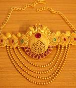 Multicolour Peacock Polki Matt Gold Finish Bajuband