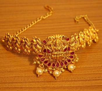 Ruby Gold Look Temple Jewellery Bajuband 2