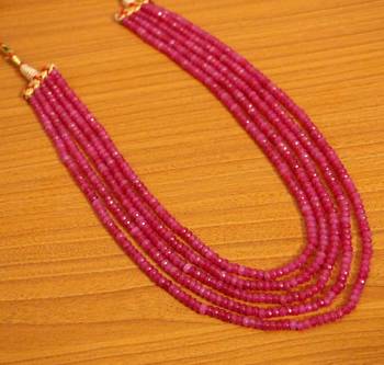 5 Line Semi Precious Stone Pink Beaded Necklace 2