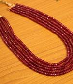 Ruby Semi Precious Stone 5 Line Beaded Necklace