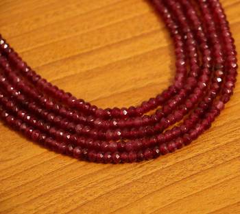 Ruby Semi Precious Stone 5 Line Beaded Necklace 3