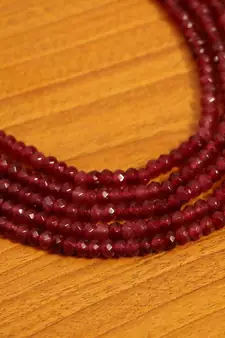 Ruby Semi Precious Stone 5 Line Beaded Necklace